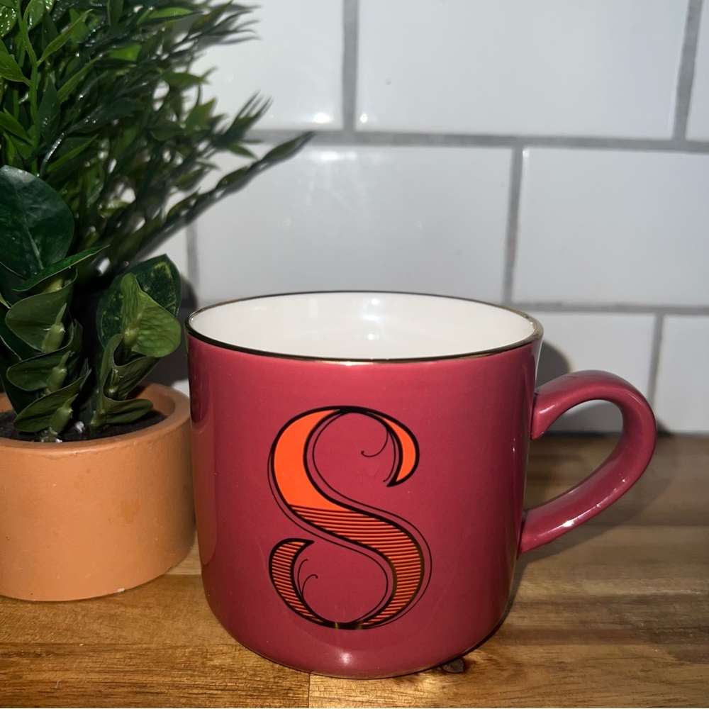 Monogram “S” Stoneware Mug, 12 fl. oz.